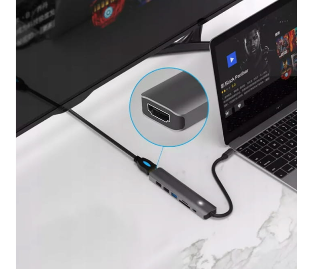 Zenwire Hub USB-C 7w1 HDMI 4K USB 3.0 SD PD 100W Macbook - 1604635 - zdjęcie 3